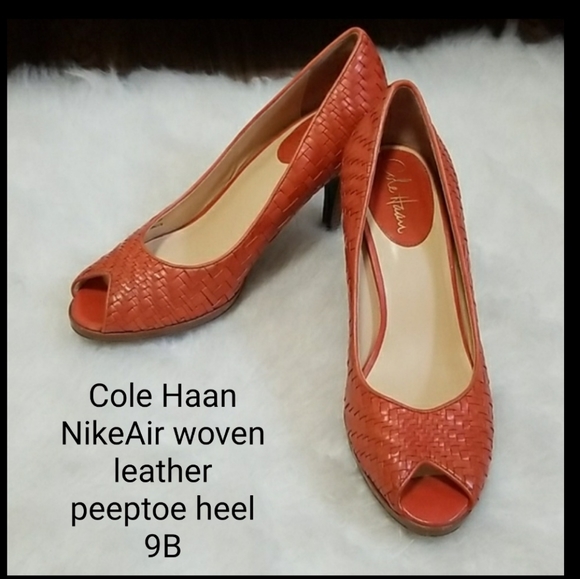 Cole Haan NikeAir woven leather peeptoe heel 9B - Picture 15 of 16
